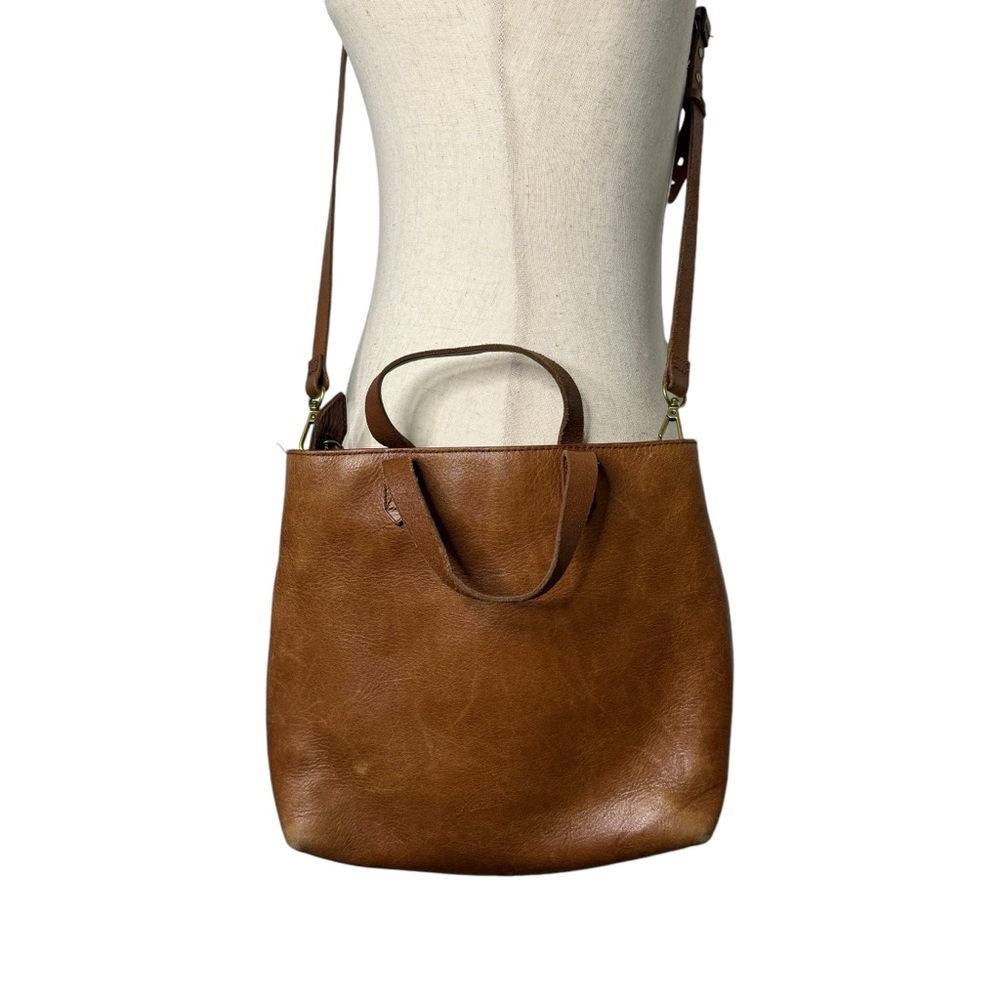 Madewell Zip Top Transport Crossbody Tan Leather